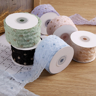 Ruban d'organes de 50 mm avec motif en points en feuille d'or imprimé en polyester Ruban d'organes OEM Eco Friendly