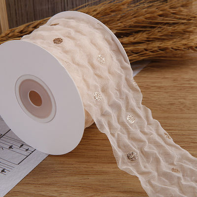 Ruban d'organes de 50 mm avec motif en points en feuille d'or imprimé en polyester Ruban d'organes OEM Eco Friendly