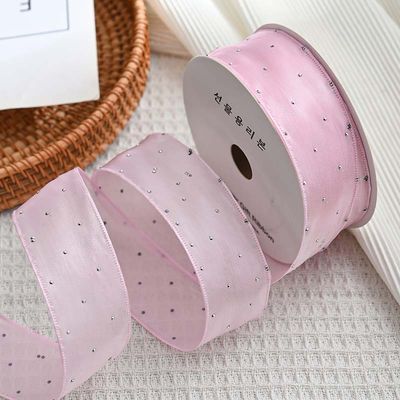 4cm*18m Ruban d'organes en polyester en diamant brillant de haute qualité Ruban cadeau