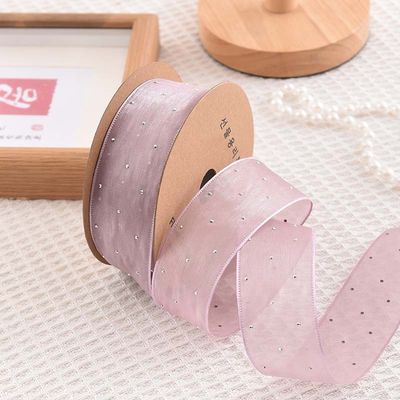 4cm*18m Ruban d'organes en polyester en diamant brillant de haute qualité Ruban cadeau