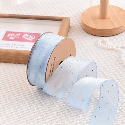4cm*18m Ruban d'organes en polyester en diamant brillant de haute qualité Ruban cadeau