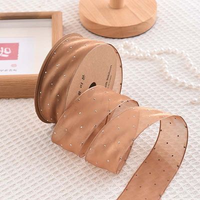 4cm*18m Ruban d'organes en polyester en diamant brillant de haute qualité Ruban cadeau
