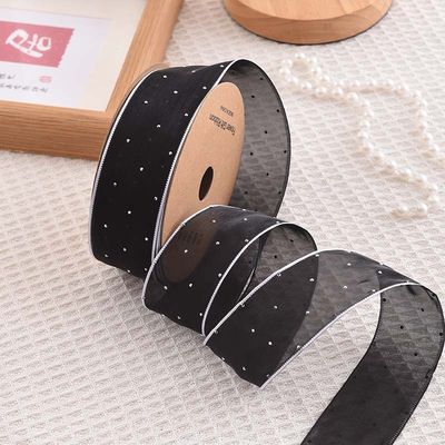 4cm*18m Ruban d'organes en polyester en diamant brillant de haute qualité Ruban cadeau