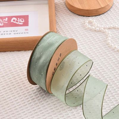 4cm*18m Ruban d'organes en polyester en diamant brillant de haute qualité Ruban cadeau