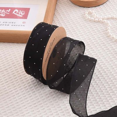 4cm*18m Ruban d'organes en polyester en diamant brillant de haute qualité Ruban cadeau