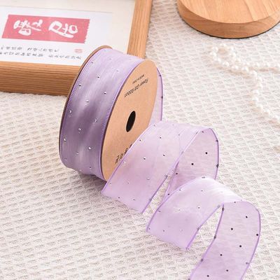 4cm*18m Ruban d'organes en polyester en diamant brillant de haute qualité Ruban cadeau