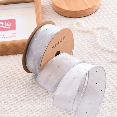 4cm*18m Ruban d'organes en polyester en diamant brillant de haute qualité Ruban cadeau