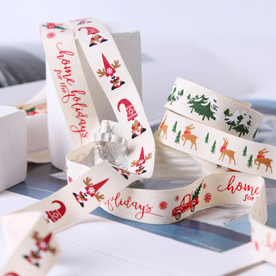 16mm*100y Joyeux Noël Ruban de coton imprimé Ruban de coton personnalisé