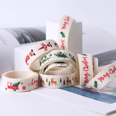 16mm*100y Joyeux Noël Ruban de coton imprimé Ruban de coton personnalisé