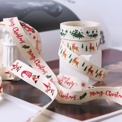 16mm*100y Joyeux Noël Ruban de coton imprimé Ruban de coton personnalisé