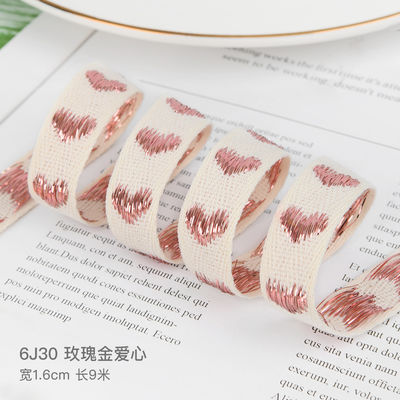 16mm*9m motif de cœur ruban de coton Jacquard pour les accessoires de vêtements