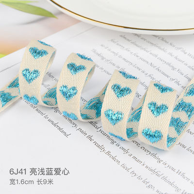 16mm*9m motif de cœur ruban de coton Jacquard pour les accessoires de vêtements