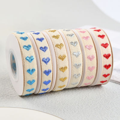 16mm*9m motif de cœur ruban de coton Jacquard pour les accessoires de vêtements