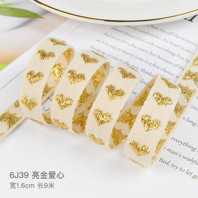 16mm*9m motif de cœur ruban de coton Jacquard pour les accessoires de vêtements