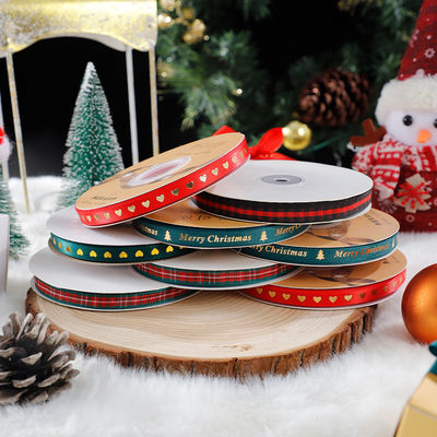 1cm*45m Ruban imprimé de Noël pour emballage cadeau et accessoires de vêtements