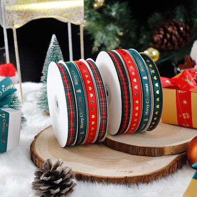 1cm*45m Ruban imprimé de Noël pour emballage cadeau et accessoires de vêtements