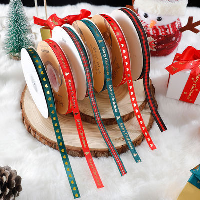 1cm*45m Ruban imprimé de Noël pour emballage cadeau et accessoires de vêtements