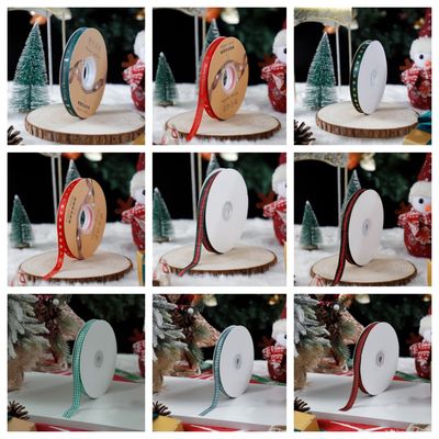 1cm*45m Ruban imprimé de Noël pour emballage cadeau et accessoires de vêtements