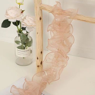 12cm*2m Ruban de dentelle à bord ridé pour emballage de fleurs et cadeaux
