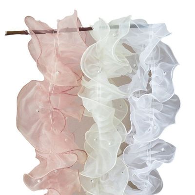 12cm*2m Ruban de dentelle à bord ridé pour emballage de fleurs et cadeaux