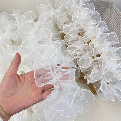 12cm*2m Ruban de dentelle à bord ridé pour emballage de fleurs et cadeaux