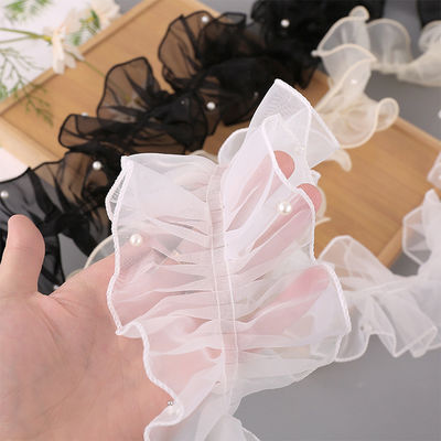 12cm*2m Ruban de dentelle à bord ridé pour emballage de fleurs et cadeaux