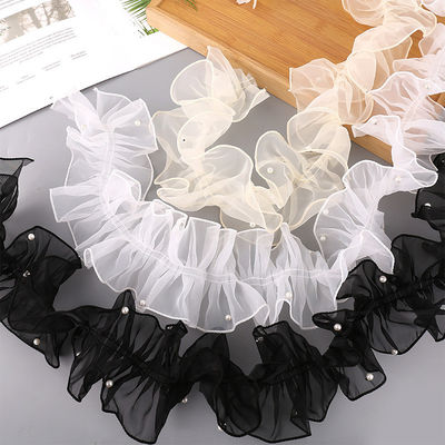12cm*2m Ruban de dentelle à bord ridé pour emballage de fleurs et cadeaux