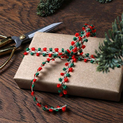 10mm*10m Joyeux Noël bordure d'oreille en velours pour l'emballage des cadeaux et la décoration du festival