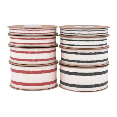 10 mm-38 mm*10y Ruban de coton rayé noir et rouge pour emballage cadeau et accessoires de vêtements