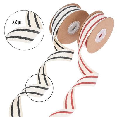 10 mm-38 mm*10y Ruban de coton rayé noir et rouge pour emballage cadeau et accessoires de vêtements