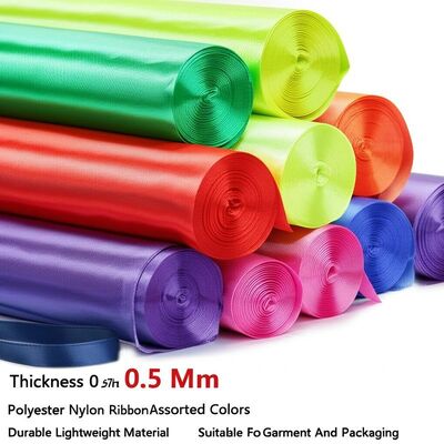 Ruban en polyester nylon de 0,5 mm, couleurs assorties, matériau léger et durable, adapté à l'habillement et à l'emballage